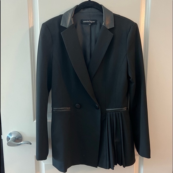 Nanette Lepore Black Jacket LeatherCollar Size 6 - Picture 3 of 16